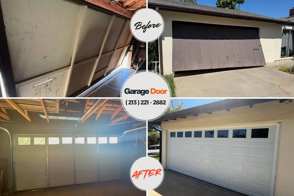 Before and after: garage door repair Somerville, MA